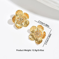 Anting-anting baja tahan karat berhiaskan berlian tiga dimensi bergaya Instagram Eropa Amerika terlaris lintas batas