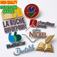 Pins métalliques personnalisés en émail souple ou dur, plaqué or, argent, bronze, avec logo, finition or brossé, design livre et plume, pour papeterie créative et articles promotionnels