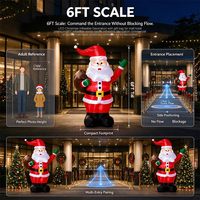 Dekorasi Natal Tiup Premium 6FT Santa Claus yang Berangguk dengan Tas Hadiah LED untuk Pusat Perbelanjaan Hotel