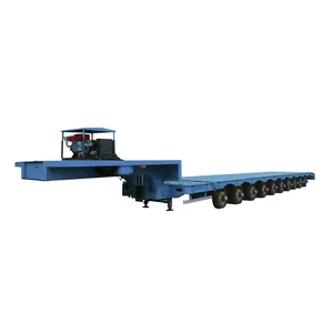 Multi-axle 40t 60t 80t 2 3 4 Axles Detachable Gooseneck Flatbed Low Bed Trailers Flat Low Bed Semi Trailer