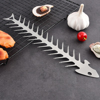 Brochettes de barbecue créatives en acier inoxydable pour l'extérieur, support à nourriture pour fruits de mer en forme d'arête de poisson, outil pour enfiler la viande, brochettes à rôtir, modèle de fourchette