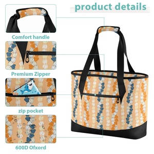 Sac isotherme à fermeture éclair Summer Hawaii Pikake, sac isotherme orange, sac de pique-nique, sac de courses isotherme pour aliments - Product Image 5