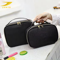 OEM Hochwertiges Modisches Schwarzes Make-up-Koffer-Set Tragbare PU Wasserdichte Kosmetiktasche mit Tragegriff