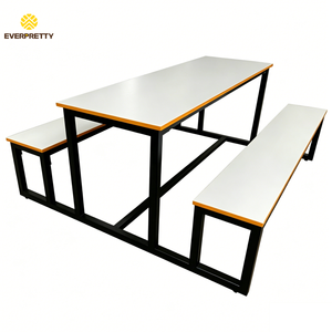 Mesa y Banco de Acero de Estilo Moderno para Exteriores, Muebles Comerciales para Restaurante, Jardín, Patio, Cafetería, Parque, Hotel, Escuela, Comedor - Product Image 2
