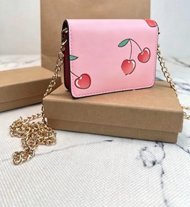 Borsa a tracolla da <span class=keywords><strong>donna</strong></span> in vera pelle di design, con cerniera e catena a ciliegie, modello quadrato - Product Image 2