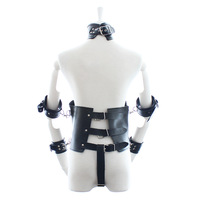 HM nouveau cuir corps Bondage Sexy camisole de force uniforme érotique avec menottes Costumes de retenue sexuelle pour BDSM