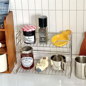 Estante de almacenamiento de doble capa de acero inoxidable para encimera de cocina y baño, organizador de cosméticos, estante de drenaje - Product Image 3