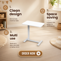 Table basse en fer réglable en hauteur, convertible en bureau d'ordinateur, table d'écriture de chevet, table d'appoint portable pour canapé, design moderne