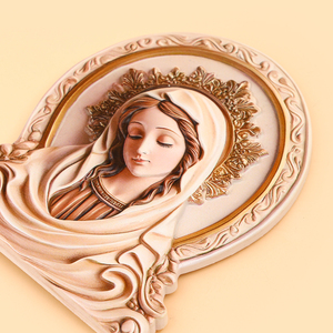 Nieuw Aangekomen Hoge Kwaliteit Maagdelijke Mary Engel Schilderij Icoon Hars Handwerk Desktop Ornament Met Beugel - Product Image 5
