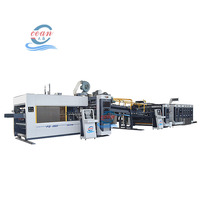 Machine entièrement automatique de fabrication de boîtes en carton avec imprimante flexo 4 couleurs, rainureuse, découpeuse, plieuse, colleuse et ligne de cerclage