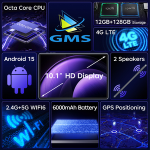 Tablette Windows 10,1 Pouces pour Étudiants et Gaming, Ordinateur PC Octa Core 12Go RAM 128Go SSD Android 15, Batterie 60000mAh pour l'Éducation - Product Image 2