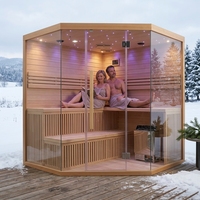 Sauna de Infrarrojos Eléctrica Portátil Moderna de Madera de Hemlock Canadiense con Panel de Control Computarizado 220V