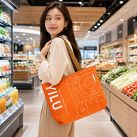 Sac de courses réutilisable personnalisé en RPET blanc, sac fourre-tout pour vêtements et épicerie, avec longues poignées, écologique, recyclable, avec logo imprimé