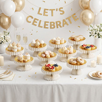 Ensemble de supports à dessert en papier nid d'abeille, pliables, pour servir des gâteaux lors de fêtes, écologiques, réutilisables, pour mariage, anniversaire, Halloween, Pâques, Noël