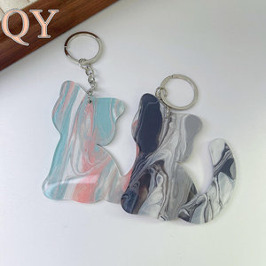 QY ใหม่พวงกุญแจแมวอะคริลิคไล่ระดับสีสุดมินิมอลอุปกรณ์เสริมสำหรับเป็นของขวัญ - Product Image 4