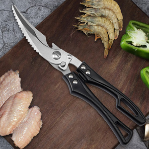 Kitchen Scissor Stainless Steel Black Straight Head Multi Functional Meat Cutting For Home Use - Product Image 1