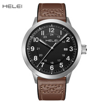 Nouvelle montre de sport pour homme, marque Quartz Fashion, 42 mm, étanche, avec bracelet en cuir véritable et affichage automatique de la date