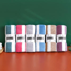 Toallas Faciales de Coral Fleece al por Mayor, de Secado Rápido, con Patrón de Rayas, Técnicas de Tejido, Toallas Gruesas con Rayas - Product Image 2