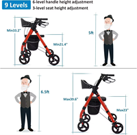 Déambulateur pliable avec siège pour personnes âgées, réglable en hauteur, pour faire les courses