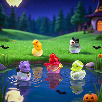Figurines de canards miniatures en résine en gros, figurines de canards démoniaques citrouilles miniatures, ornements fantaisie, cadeaux et décorations pour fêtes d'Halloween