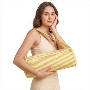 Bolsa de Transporte para Esterilla de Yoga Acolchada 100% Algodón, Bolsa de Tela Floral Reutilizable para Yoga, Gimnasio, Pilates, Ejercicio y Viajes - Product Image 1