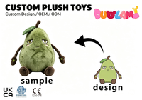 Jouet en peluche de fruit de dessin animé, poire verte gaieste, figurine en peluche rembourrée de coton PP, accessoire de bureau mignon pour souvenir de Noël