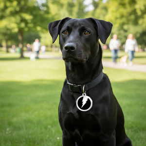 Targhetta identificativa rotonda nera con design a fulmine per cani e gatti - Product Image 3