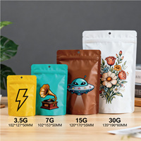 Sachets Mylar personnalisés imprimés 3,5g 7g, anti-odeur, refermables, à fond plat, petits emballages en aluminium pour bonbons, snacks et échantillons