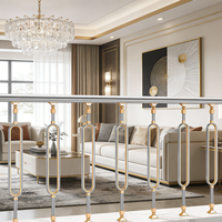 Balustrade d'escalier en alliage d'aluminium de style luxueux pour intérieur, vente en gros, pour villas, appartements et hôtels
