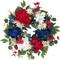 Couronne de roses artificielles en plastique de style américain, faite à la main, pour la porte d'entrée, commémorative, pour le Jour de l'Indépendance des États-Unis 2026, de la marque Whh
