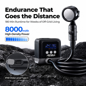 Doccia Portatile da Campeggio RoosCamp C2 Impermeabile Ricaricabile USB Type-C 8000mAh Display Intelligente Pompa Acqua a 3 Velocità per Camper - Product Image 5