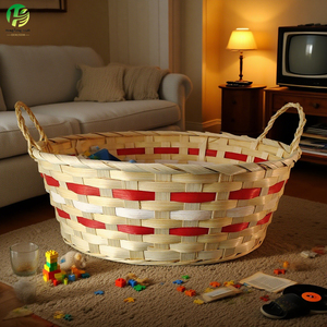 Cesto in bambù intrecciato ecologico multiuso ad alta precisione per frutta e pane con manici, <span class=keywords><strong>rosso</strong></span> originale - Product Image 6