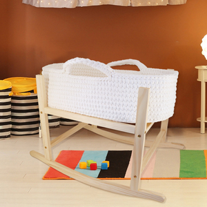 Haute qualité à la main en tricot Crochet nouveau-né pépinière Pad bébé berceau berceau <span class=keywords><strong>couche</strong></span> panier à langer avec Base en bois pour la maison - Product Image 4