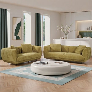 Juego de Sofás Seccionales Extensibles de Estilo Francés de Lujo, con Estructura de Madera Maciza, Tapizado de Terciopelo y Relleno de Esponja, 3 Plazas, Muebles para Sala de Estar - Product Image 1