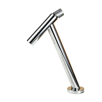 Robinet de lavabo haut en T contemporain noir mat chromé à levier unique pour lavabo sur plan