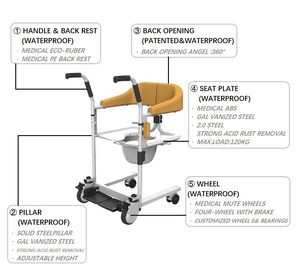 Silla Elevadora Manual para Pacientes KSM-206 con Inodoro, Ideal para Transferir Pacientes de Cama a Silla, Equipo de Elevación de Pacientes - Product Image 4
