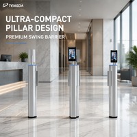 Barrière rapide biométrique de contrôle d'accès piétonnier avec reconnaissance faciale et palmaire, en aluminium aéronautique, type tourniquet pivotant