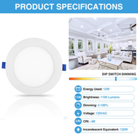 Meilleures ventes au Canada : Pack de 4 luminaires encastrés à panneau, 5 CCT, ronds, fins, LED, pour plafond, certifiés ETL Energy Star, 6 pouces, 12W, downlights