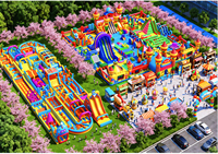 Grand parc d'attractions gonflable extérieur, parcours d'obstacles commercial, aire de jeux, conception personnalisée