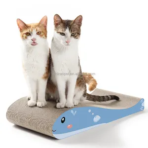 Sustainable Whale Cat Scratcher Corrugated Paper Lounge Bed with Protector Sofas Grinding Claws Corrugated Cardboard Furniture