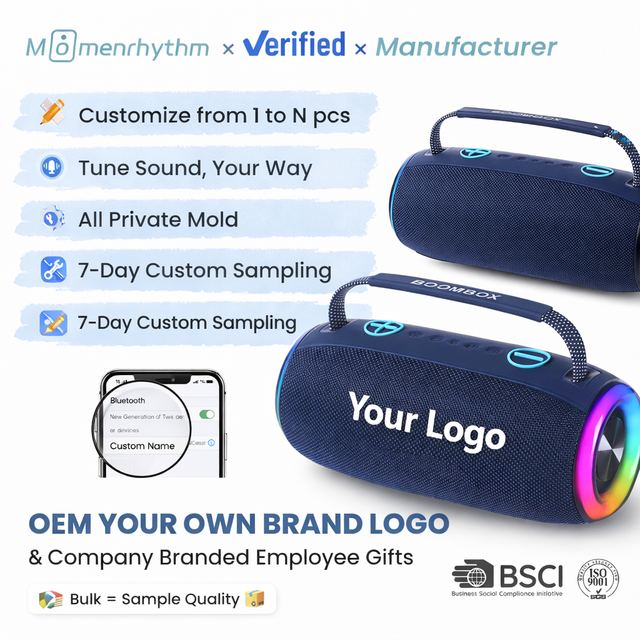 Bulk Order Factory Portable Super Bass Speaker OEM ODM Custom Logo Wireless RGB Light Company Gifts