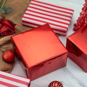 Red Wrapping Paper Roll 17 In X 33 Ft Reversible Metallic Red Stripe Design For Christmas Gift <b>Wrap</b> - Product Image 3