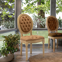 Chaise de salle à manger élégante et luxueuse en cuir PU moderne, design français antique, capitonnée avec un ensemble en bois massif de 2 pièces pour hôtel, maison, bureau