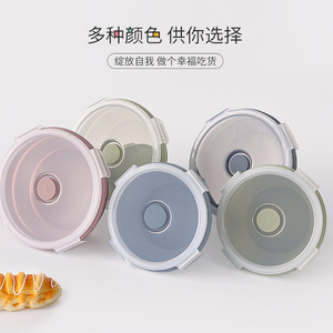 Silicone <b>Lunch</b> <b>Box</b> Rectangle Foldable Airtight Microwave Safe Food Storage Container For Students Office Workers - Product Image 2