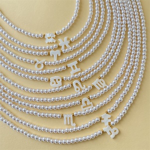 Collares de Perlas de Lujo Vintage al por Mayor con Constelaciones, Collares Gargantilla con Dijes de Conchas del Zodíaco para Mujer - Product Image 1