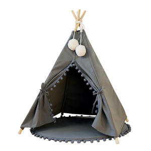 Tente <span class=keywords><strong>tipi</strong></span> pliable pour animaux <span class=keywords><strong>de</strong></span> compagnie d'intérieur, <span class=keywords><strong>lit</strong></span>-cave pour chat avec fenêtres à motifs, <span class=keywords><strong>toile</strong></span> lavable, confortable et respirante pour chats et petits chiens - Product Image 1