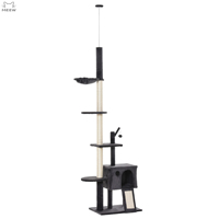Arbre à chat réglable du sol au plafond, multi-niveaux, avec poteau à gratter en sisal, condo pour chat avec échelle et jouet