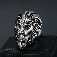 Nouvelle bague épaisse classique en acier inoxydable plaqué or en forme de lion pour homme, idéale pour les fiançailles et les soirées