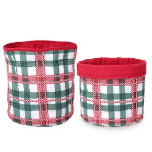 Panier de rangement pour enfants réversible en coton et lin à carreaux rouges, pliable, organisateur de chambre d'enfant pour vêtements de bébé, bac à jouets, étagère de placard, vente en gros - Product Image 1