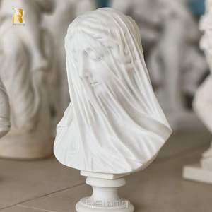 Estatua de Busto de Dama Velada <span class=keywords><strong>en</strong></span> Mármol Clásico Tallada a Mano RELONG para Decoración de Exteriores de Villas - Product Image 4